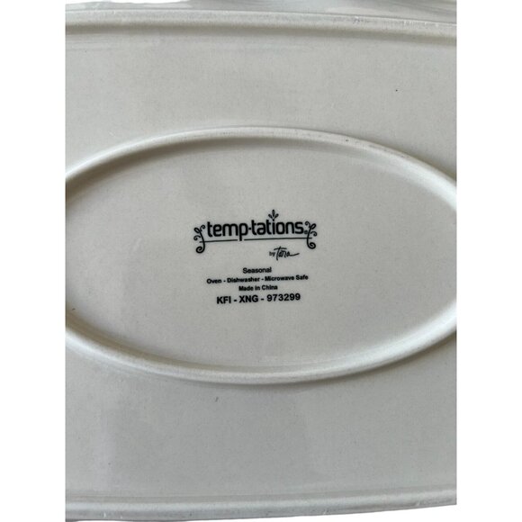 Tara Temptations Pumpkin Floral Lace Platter Serving Tray  Orange 16 In X 10 In - Picture 8 of 8